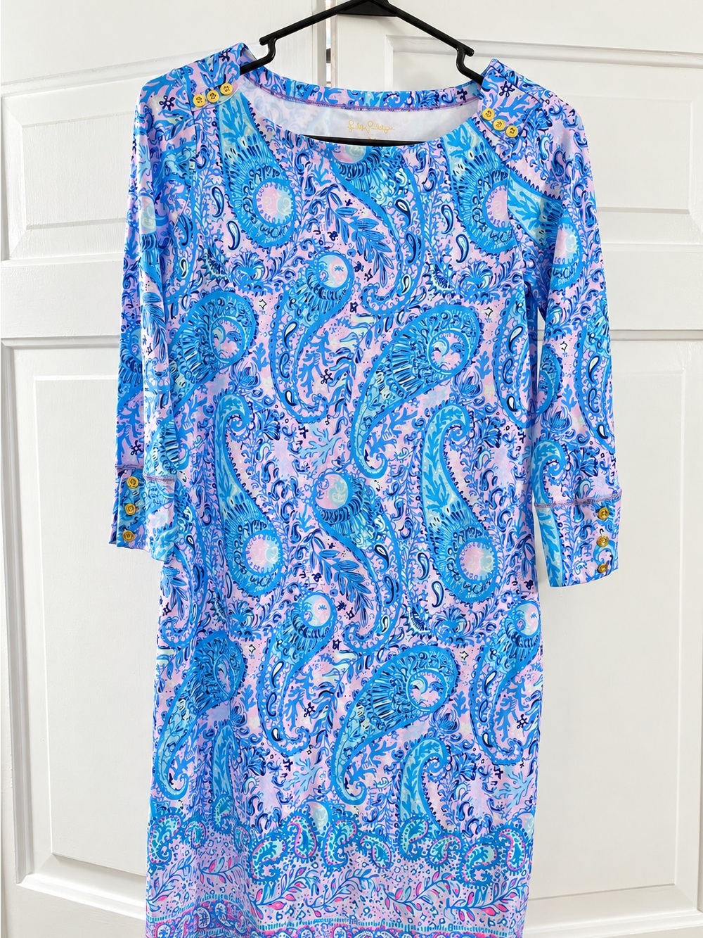 Lilly Pulitzer Blue and Pink Paisley Boatneck Tunic